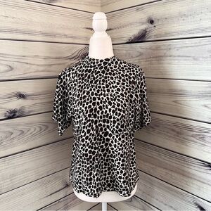 Vintage Animal Print Short Sleeve Sweater Top